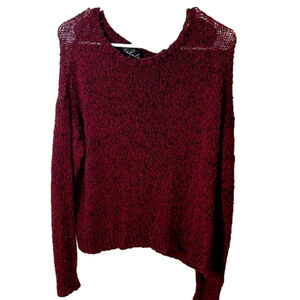 Talula aritzia avenue A asymmetric knit maroon mohair blend sweater Size medium